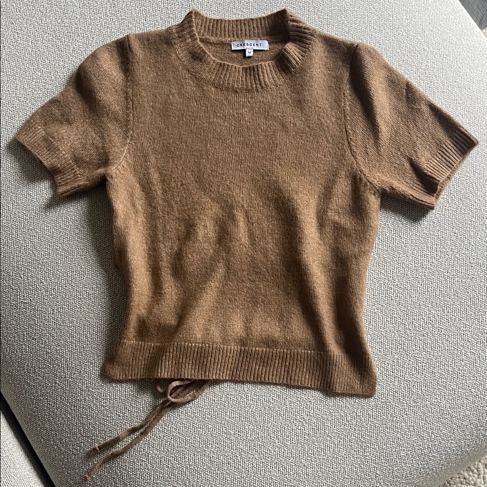 Tan Short Sleeve Knit Top